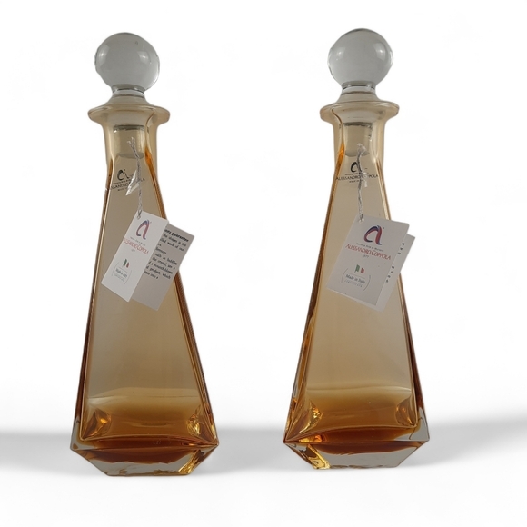 MURANO DECANTER SET Hand-Blown Glass Italy Venetian Amber Barware Bar Wine MCM - Picture 6 of 12